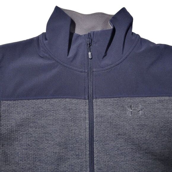 Under Armour Mens Small Fleece Specialist Vest Grid Blue Full Zip Pockets NEW - Picture 5 of 16